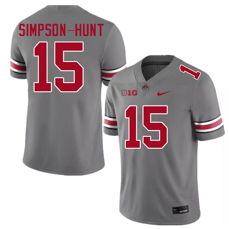#15 Calvin Simpson-Hunt Ohio State Buckeyes Jerseys Football Stitched-Grey